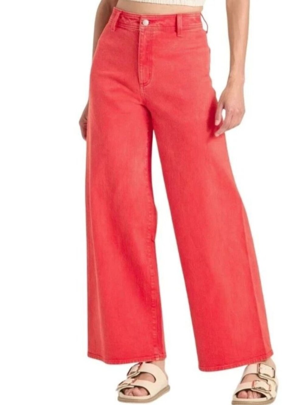 Women's Universal Thread Size 8 High Rise Red Sailor Wide Leg Ankle Jeans - Picture 2 of 5